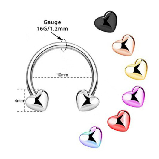 Heart-Shaped Nose Ring Spiral Earrings Stainless Steel 316L Surgical Steel Body Piercing Jewelry for Men Women - Image 5