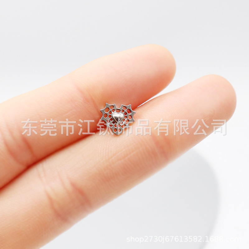 F136 Titanium Heart-Shaped G23 Titanium Alloy Ear Cartilage Studs Piercing Jewelry - Image 3