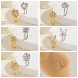 European American Creative U-Shaped Nose Clip Inlaid Zircon Non-Piercing Fake Nose Ring Clip-On Hoop