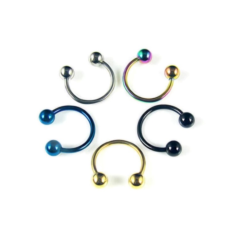 G23 Titanium External Thread Pointed Cone Ball Horseshoe Nose Septum Ring - F136 Piercing Jewelry Nose Stud - Image 2