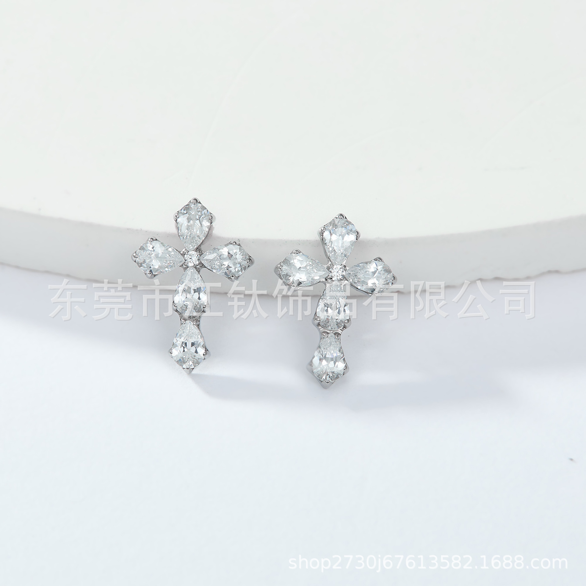 G23 Titanium Water Drop Cross Earring with 5A Zircon - 14G Cartilage Ear Bone Nail Piercing Jewelry - Image 3