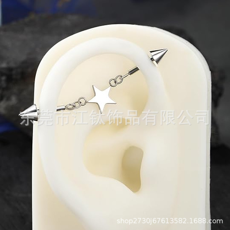 Titanium Ear Bridge Barbell Heart Piercing Jewelry ASTM F136 G23 Ti Alloy Custom Ear Bone Nails - Image 2