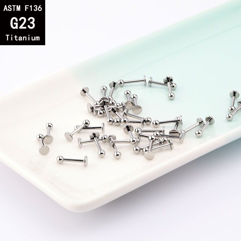 G23 Titanium Internally Threaded Lip Stud Labret Flat Base Piercing Jewelry 1.2mm x 16mm - Image 3