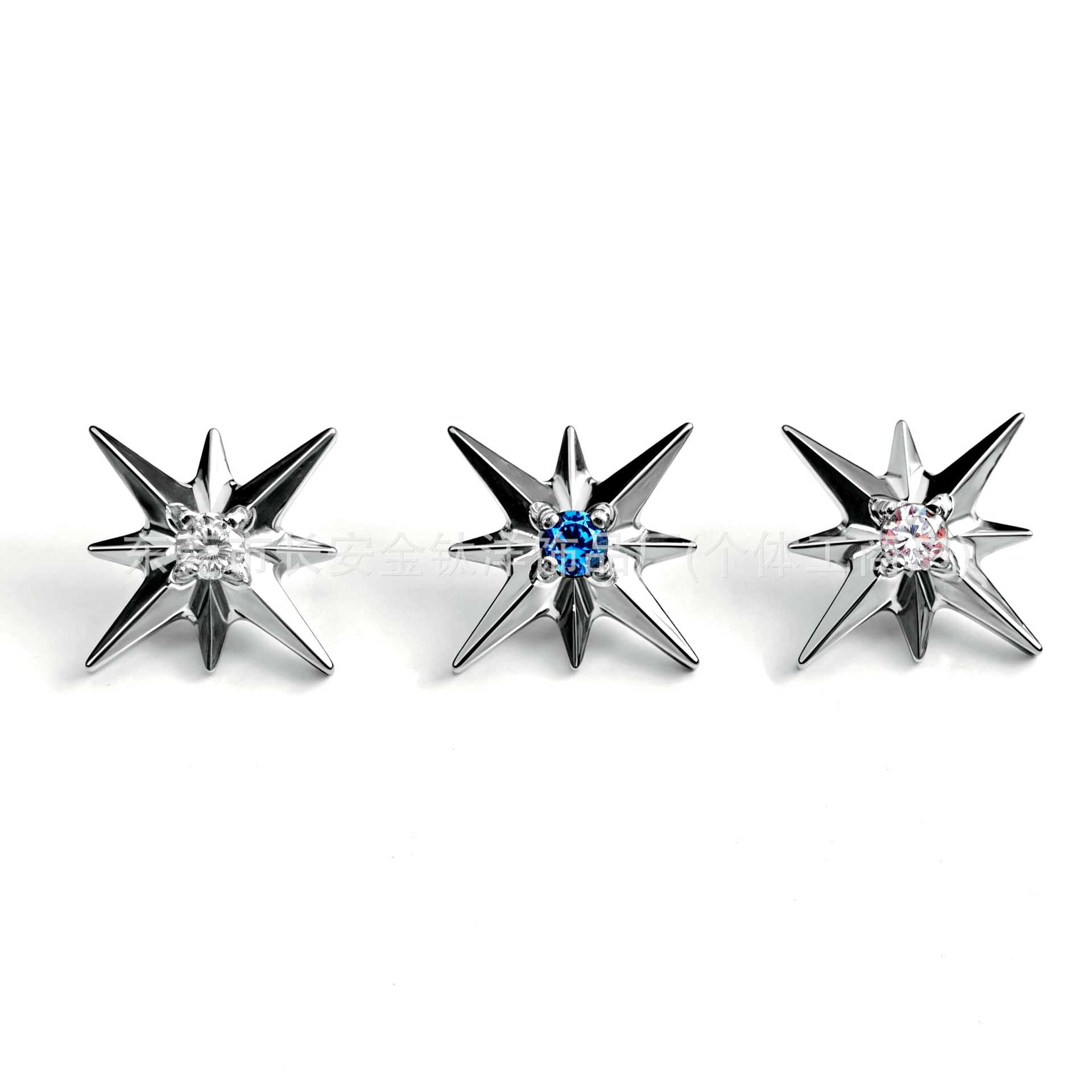 G23 Titanium Polaris Sea Urchin Six-Pointed Star Lip Stud Ear Stud Cartilage Stud Body Piercing Jewelry - Image 2