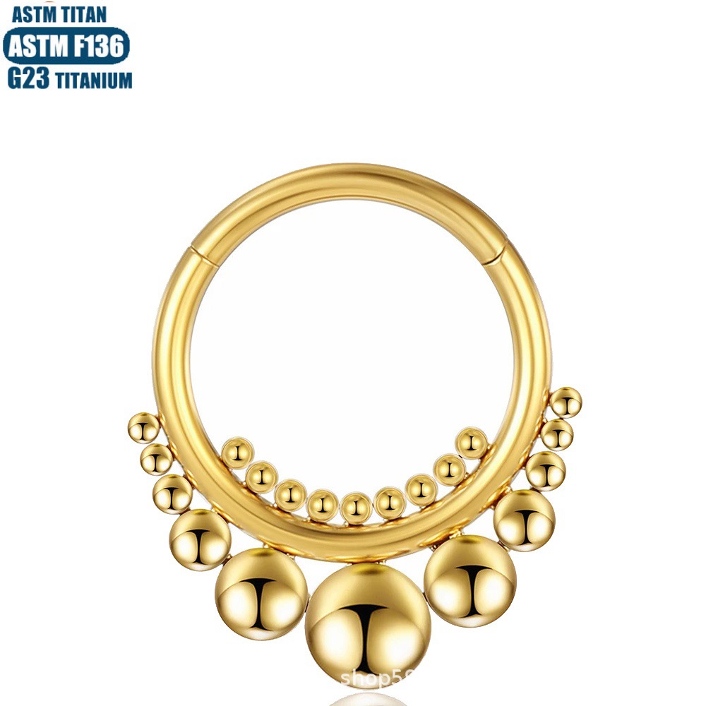 F136 Titanium Nose Ring Hoop Fashion Earring Welded Beads Implant Grade Seamless Closed Ring Body Piercing Jewelry - Image 3