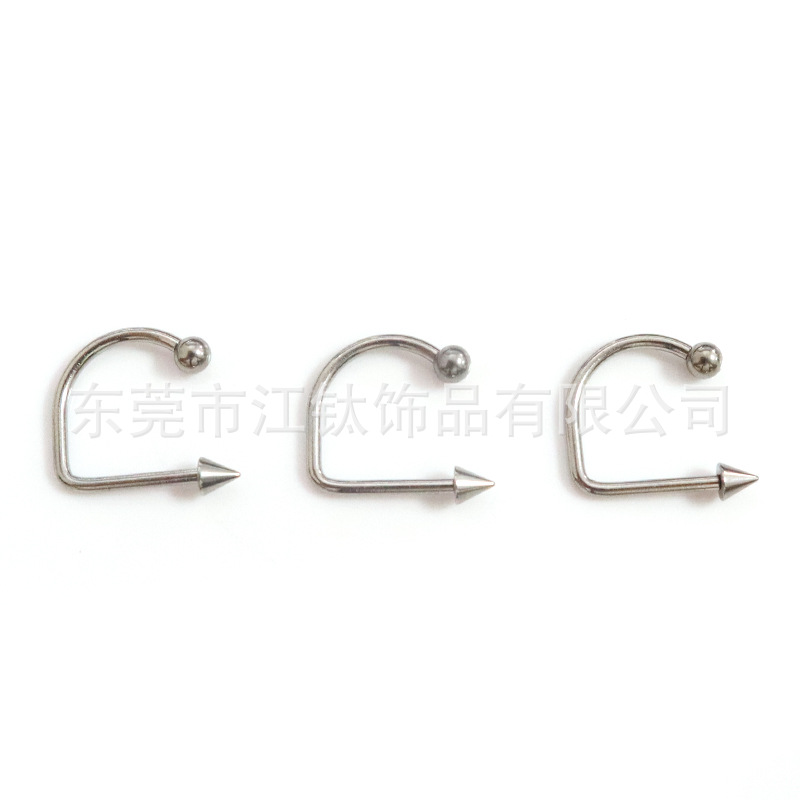 F136 Titanium Lip Nail U-Shaped Lip Ring Ball Spike Cone Nose Ring G23 Titanium Alloy Body Piercing Jewelry - Image 4