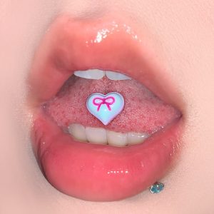 Sweetheart Barbie Resin Love Bow Tongue Barbell External Thread Titanium Steel 5 Colors