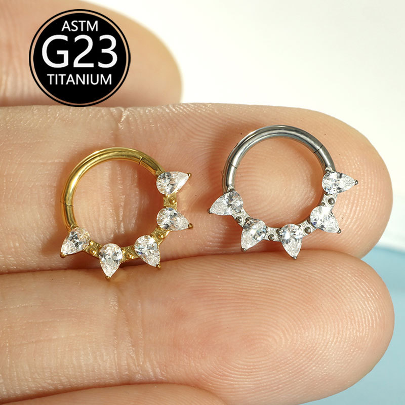 G23 Titanium Nose Ring 1.2x8mm CZ Inlay Nose Stud Hoop Piercing Jewelry for Women Men - Image 4