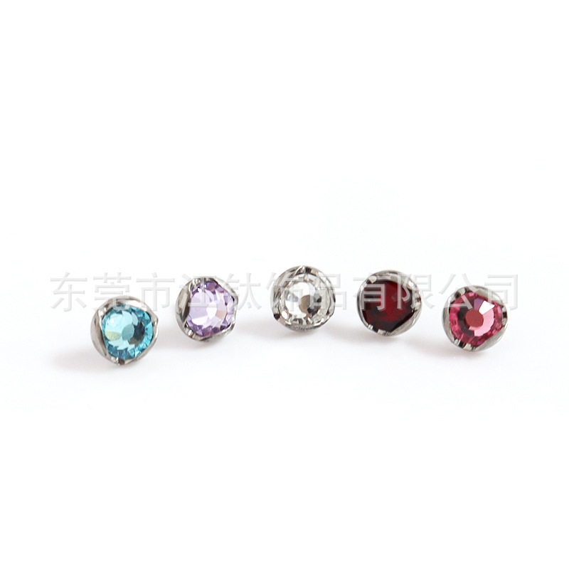 G23 Titanium Lip Labret Stud with Wave Edge Czech Diamond - 5mm Ball - Image 5
