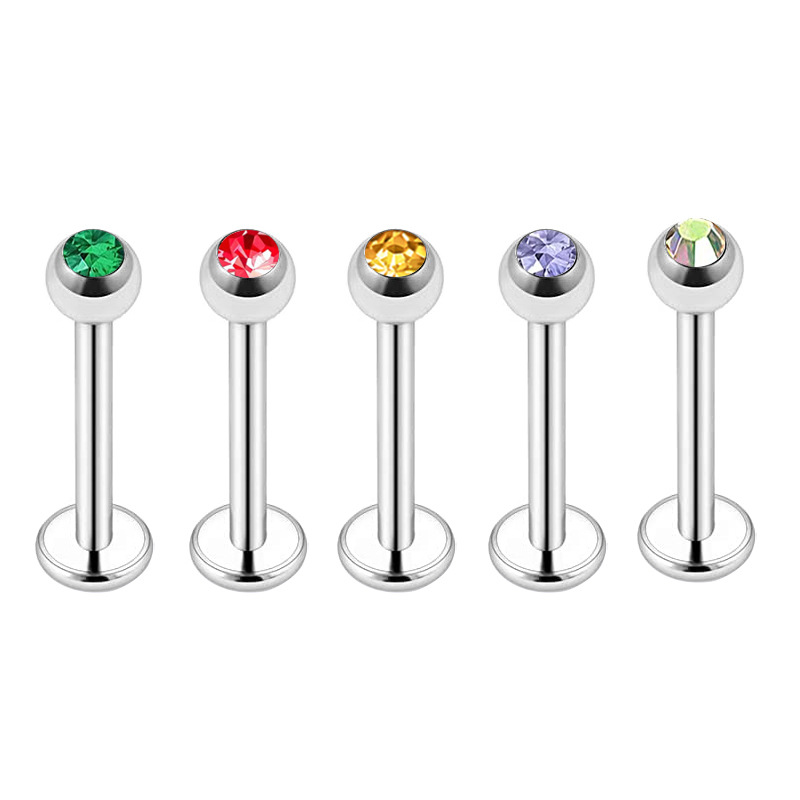 5 Sets Acrylic Star Lip Nail Ear Bone Nail T-Shaped Eyebrow Nail Nose Piercing Jewelry Stainless Steel Inner Outer Teeth - Image 4