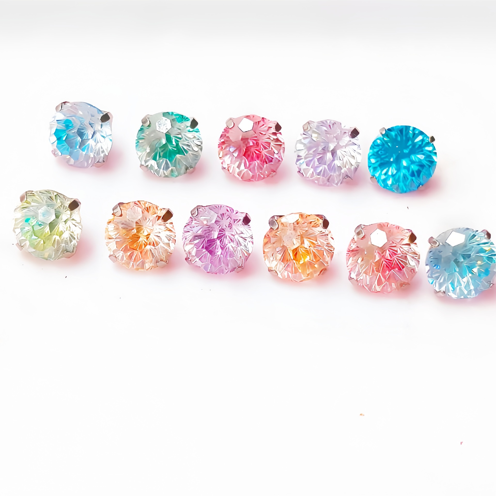 F136 Titanium Internal Thread Pointed Bottom Sandwich Gradient Fireworks Zirconium Ear Bone Stud Earring - G23 Titanium Alloy Body Piercing Jewelry - Image 5