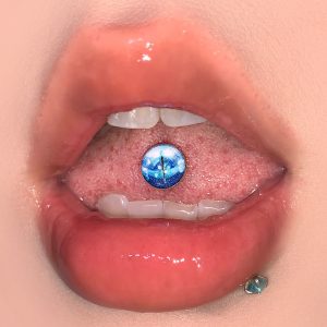 Cross-Border 4-Color Cat Eye Tongue Barbell, Titanium Steel Oil Drip, European and American Style Piercing Jewelry Wholesale