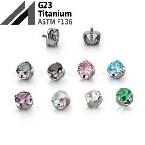 F136 Titanium 5A Zircon Ear Nail Lip Nail Piercing Jewelry - Three Claw Inlaid Design