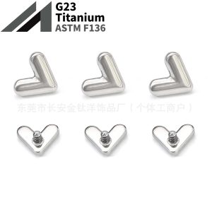 F136 Titanium 1.2mm Heart-Shaped Tongue Barbell, Clavicle Piercing, Bone Piercing, G23 Titanium Alloy Body Piercing Jewelry