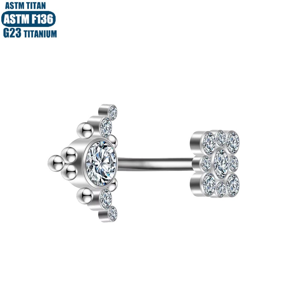 F136 Titanium Alloy Navel Ring Diamond Solder Ball Internally Threaded 14G Belly Button Piercing Jewelry - Image 3
