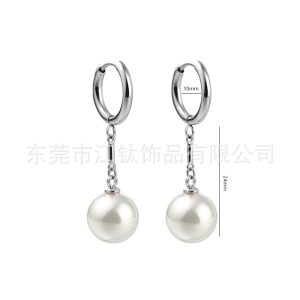 G23 Titanium French-Style High-End Pearl Ear Cuff Earring - Simple Hoop for Women Men