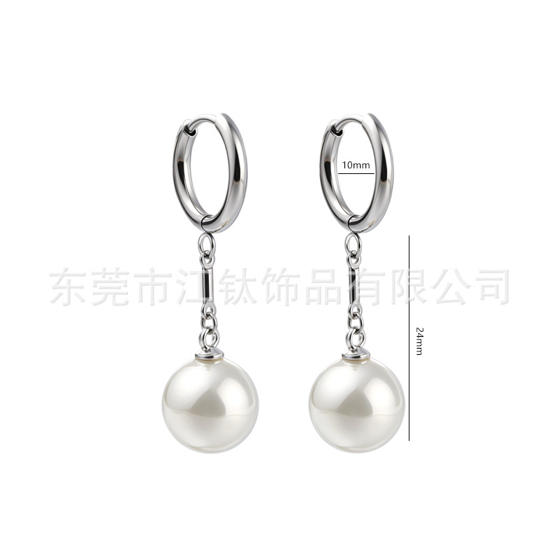 G23 Titanium French-Style High-End Pearl Ear Cuff Earring - Simple Hoop for Women Men - Image 2