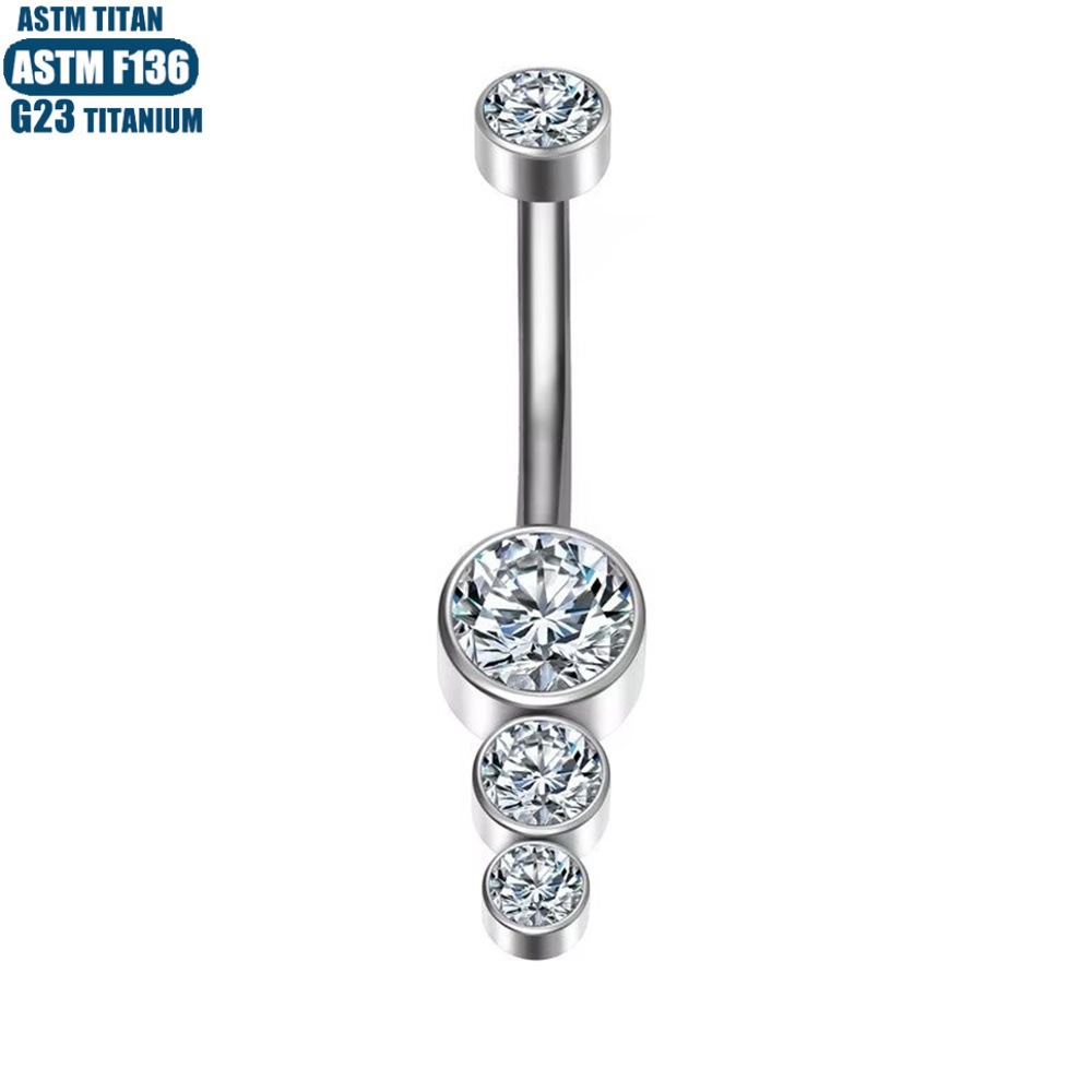 F136 Titanium Internally Threaded Dangle Belly Button Ring Simple Geometric Body Jewelry - Image 2