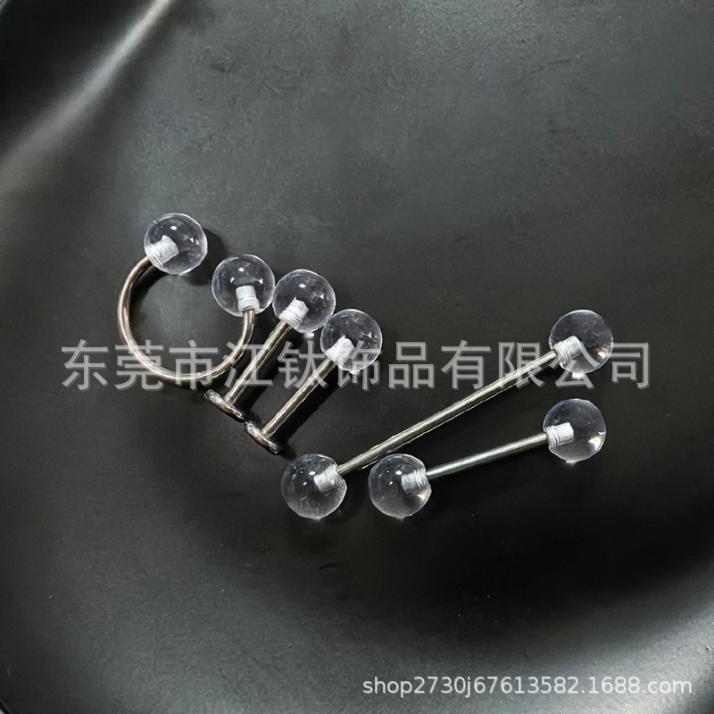 G23 Titanium Nose Ring with Acrylic Ball - ASTM F136 Titanium Alloy Body Piercing Jewelry for Ear, Lip, Nail - Image 2