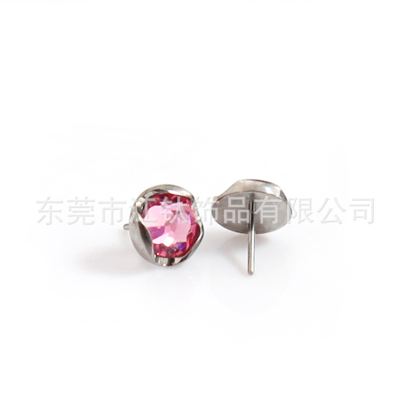 G23 Titanium Lip Labret Stud with Wave Edge Czech Diamond - 5mm Ball - Image 4