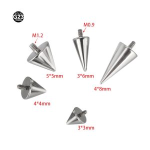 F136 Titanium Pointed Cone Lip Labret Stud Threaded Eyebrow Nail Devil Nail G23 Titanium Alloy Externally Threaded Body Piercing Jewelry