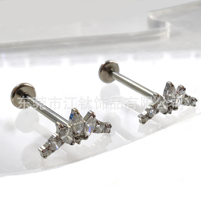 G23 Titanium ASTM F136 Crown CZ Ear Cartilage Stud - Gold 12mm - Image 4