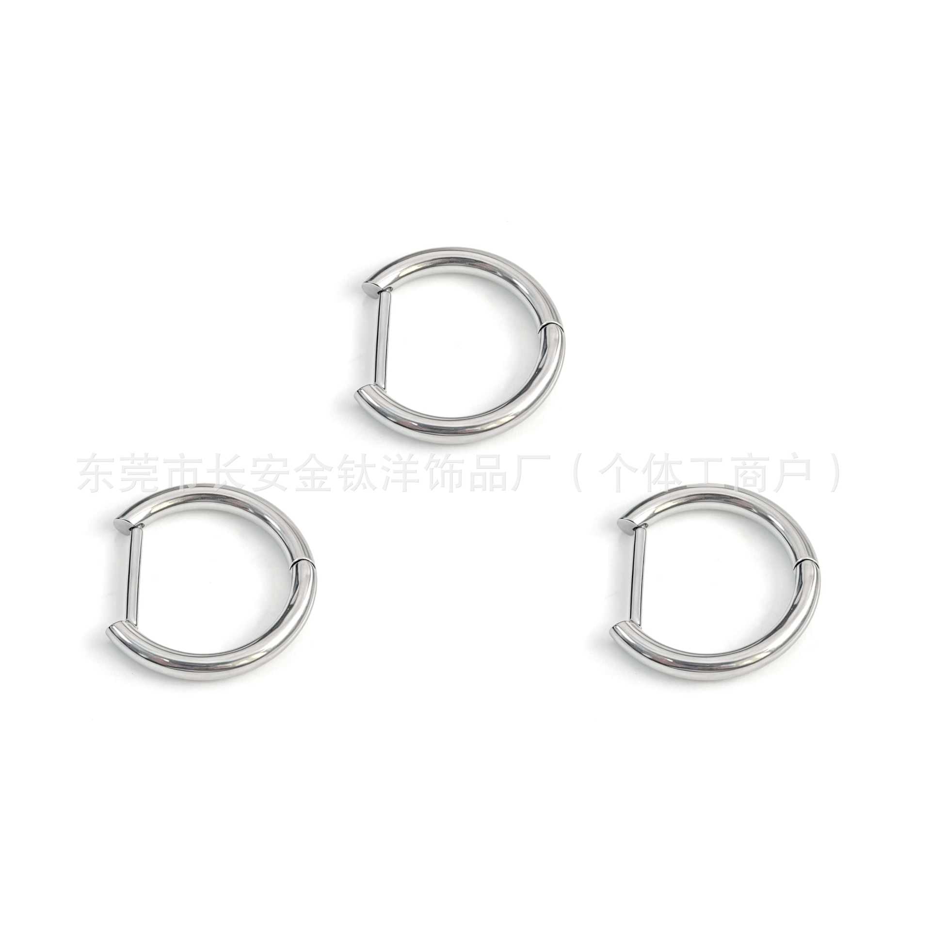 F136 Titanium Straight Needle D-Type Earrings, Ear Hoops, Nose Rings, Lip Rings, Closed Ear Bone Rings, Body Piercing Jewelry - Image 3