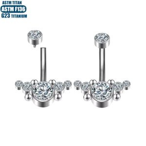 European American Hot Selling Zircon Navel Nail F136 Titanium Alloy Navel Ring Inner Screw Piercing Jewelry Navel Button