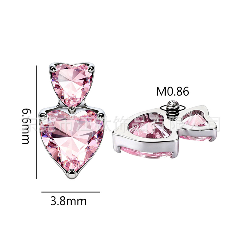 Heart-Shaped Zircon Inlaid G23 Titanium Alloy Body Piercing Ear Stud for Cartilage - Image 2