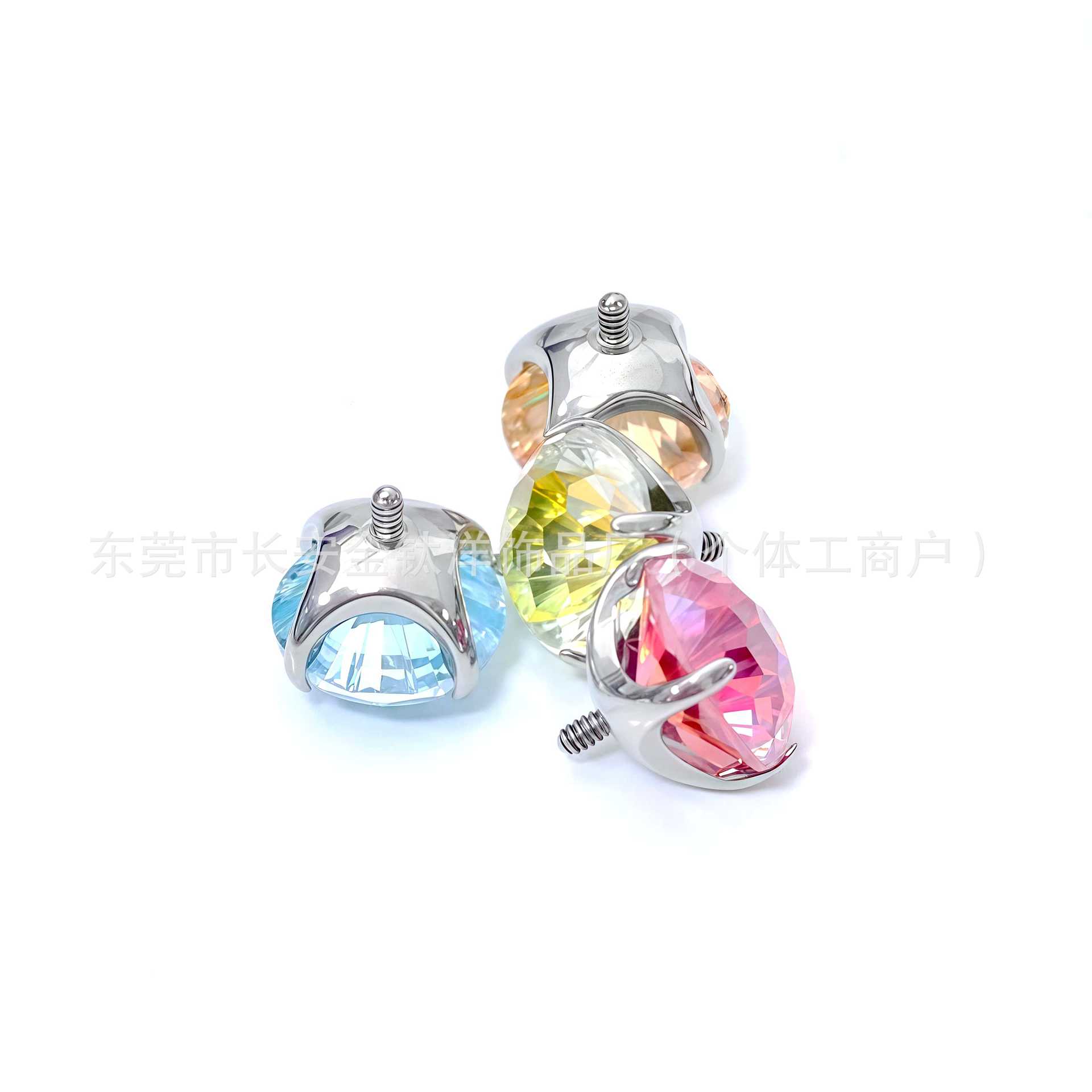 F136 Titanium Four-Claw Gradient Color Fireworks Cut Zircon Earrings Ear Bone Nails G23 Titanium Alloy Body Piercing Jewelry - Image 4