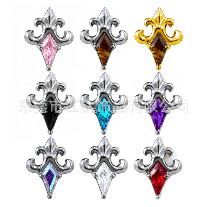 Iris Flower Natural Stone Inlaid Gold G23 Titanium Alloy Cartilage Ear Stud Earring - Image 5