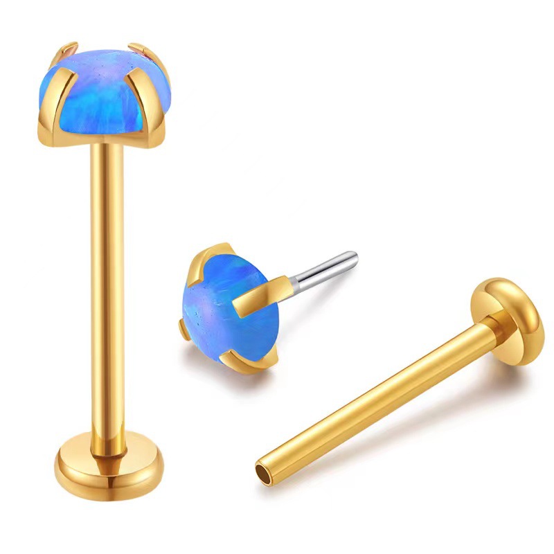 G23 Titanium Opal Stud Earrings Lip Piercing Jewelry Claw Setting Studs for Eyebrow Cartilage - Image 5