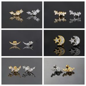 Zircon Screw Ball Ear Bone Nail Small Stainless Steel Earring Fashion