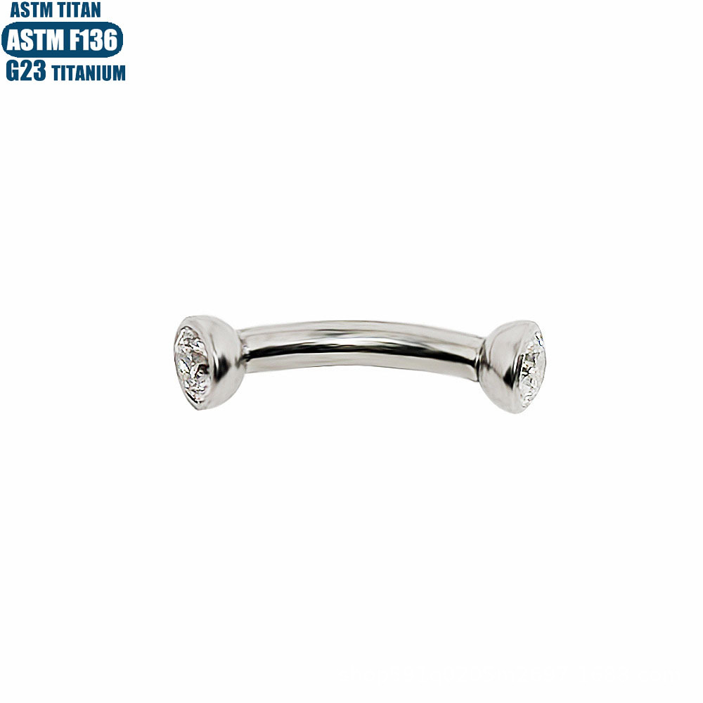 F136 Titanium Alloy Zircon Eyebrow Nail Internally Threaded Implantable Body Piercing Jewelry Lip Nail Curved Rod Eyebrow Ring - Image 4