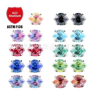 Jiangtai F136 Titanium Alloy Claw-Set Angel Eye G23 Body Piercing Jewelry Ear Stud Internal Thread Ear Bone Stud
