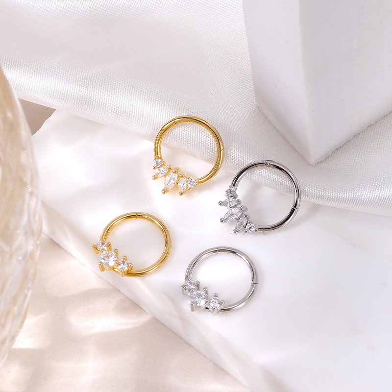 2023 New Hot Sale Zircon Nose Decoration Women's Stainless Steel Diamond Nose Ring Elegant Fashion Spinning Ring Universal Ring - Image 3