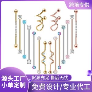 316L Titanium Steel Punk Style Bridge Ear Nail Retro Wine Nail Ear Puncture Earring