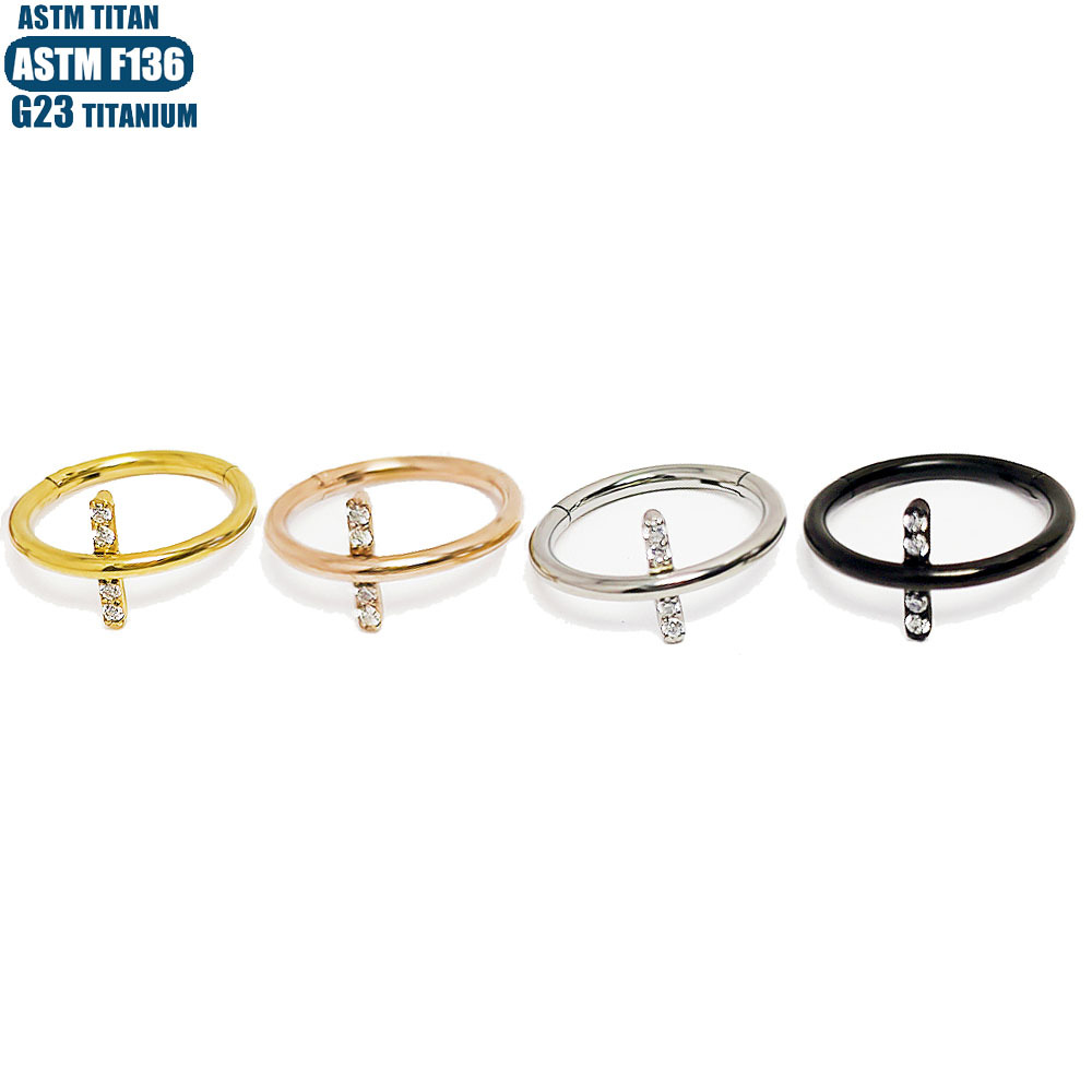F136 Titanium Alloy Cross Nose Ring Hoop Seamless Closed Ring Piercing Jewelry with CZ - Image 5