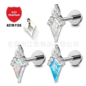 G23 Titanium Ear Bone Nail with Zircon - 1.2mm 10mm Cartilage Stud Earring Gold White CZ