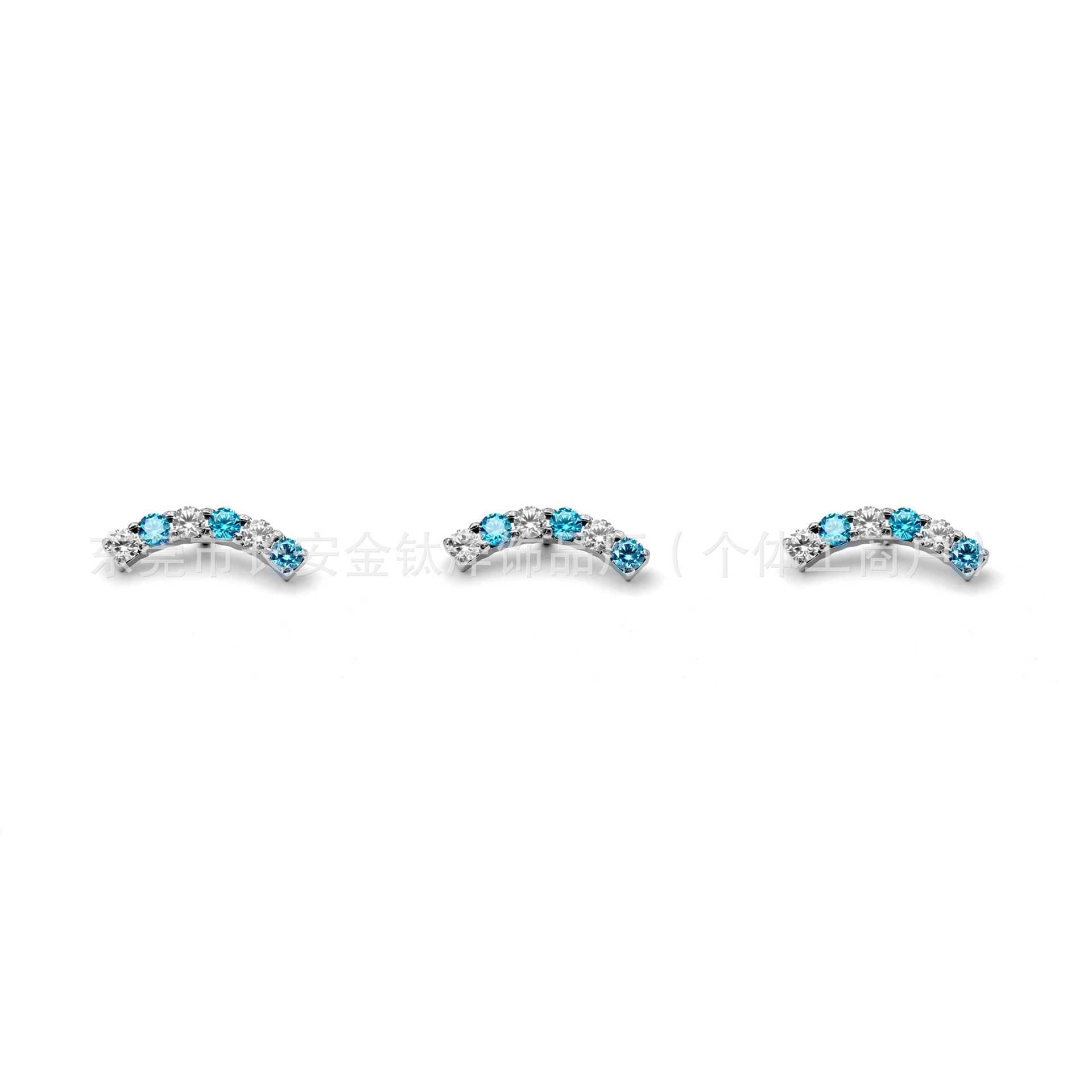 F136 Titanium Six-Row Zircon Lip Piercing Ear Stud Cartilage Stud G23 Titanium Alloy Body Jewelry - Image 3