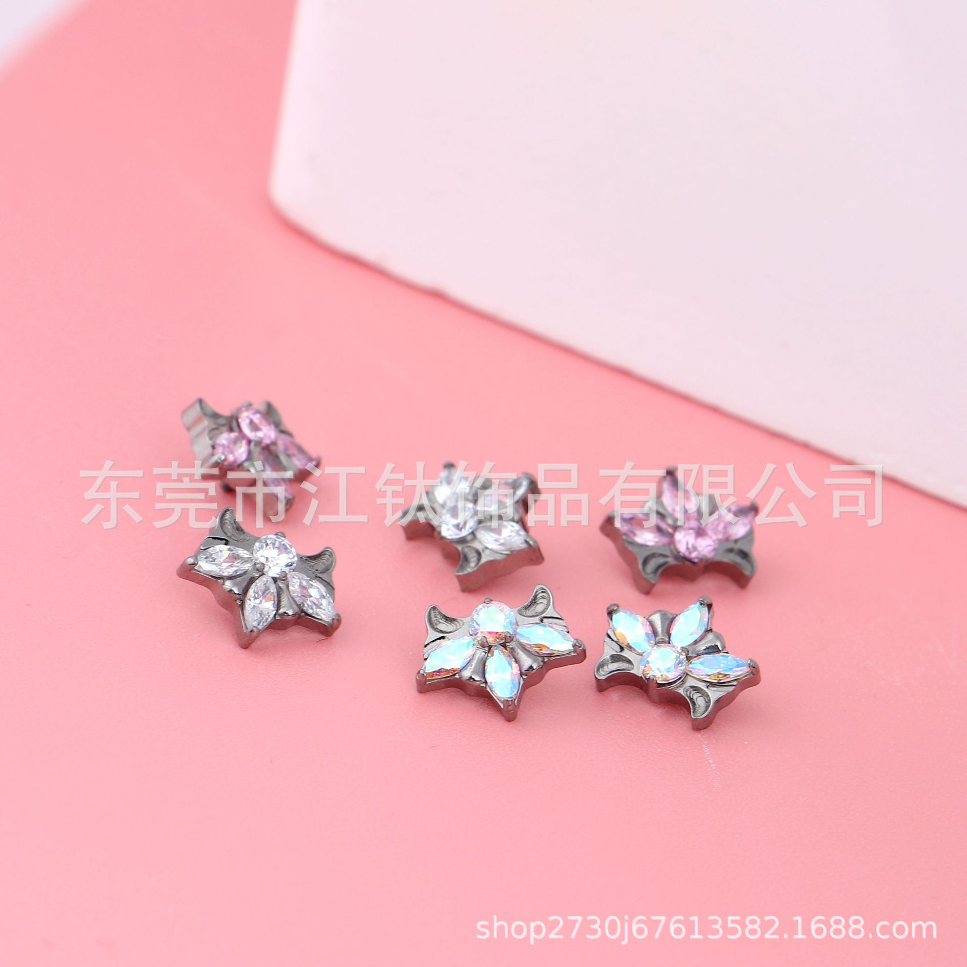 G23 Titanium Alloy Crown Head Flower Jewelry with Zircon Ear Cartilage Stud - 1.2x10mm - Image 3