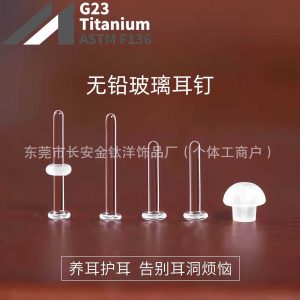 Lead-Free Glass Earrings for Ear Piercing, Invisible Ear Rods, Transparent Ear Caps, Nose Studs, Lip Studs, Ear Bone Studs, Body Piercing Jewelry