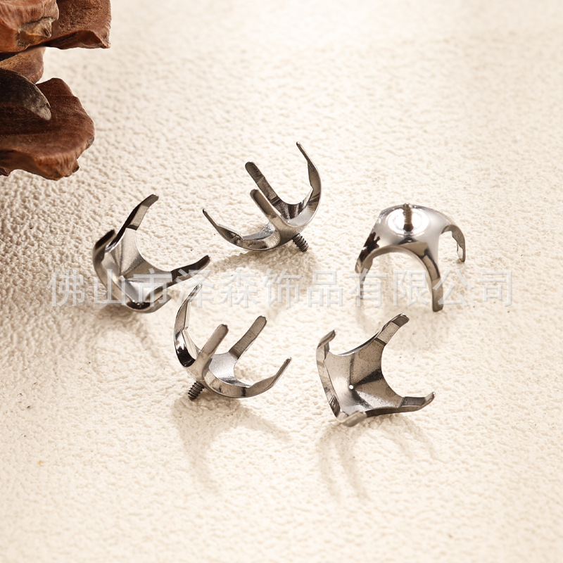 Zsen F136 Titanium Alloy Rose Cut Swarovski Four-Claw Prong Setting Flat Back Labret Stud Earring Lip Nail Head Bowl Holder - Image 4