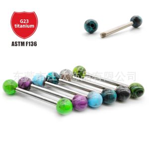 G23 Titanium Tongue Barbell Acrylic Ball Ear Bridge Breast Nail Body Piercing Jewelry F136