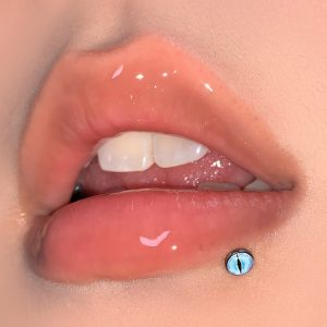 5-Color Gradient Starburst Lip Piercing - Internally Threaded Straight Labret Stud, 316L Surgical Steel, Eye-Catching Hot Girl Style