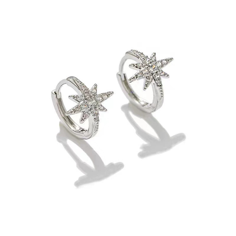 Six-Pointed Star Earrings Women's Fashion Cubic Zirconia Gold Geometric Ear Studs - Image 5