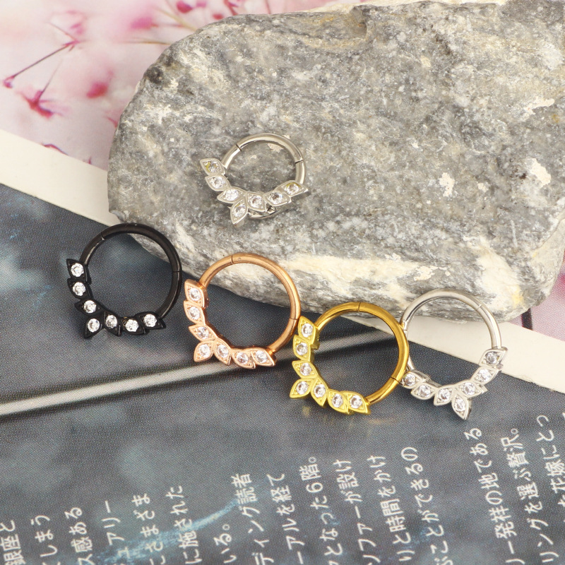 Personalized Star Nose Ring Nose Clip Ear Cartilage Piercing Jewelry Rose Gold 1.2x10mm Stainless Steel - Image 2