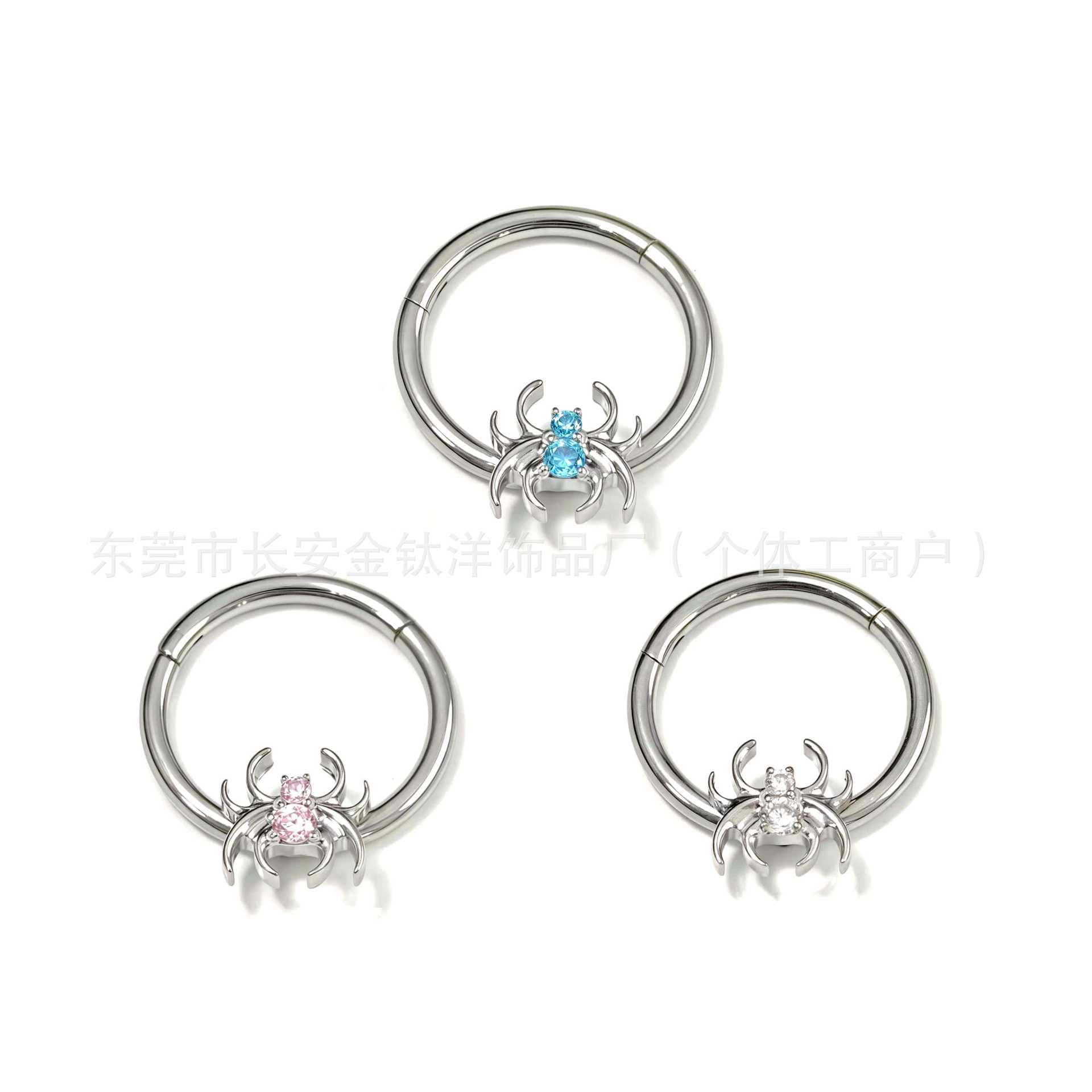 F136 Titanium Spider Zircon Seamless Open Ring Nose Septum Ring Earrings G23 Titanium Alloy Piercing Jewelry - Image 3
