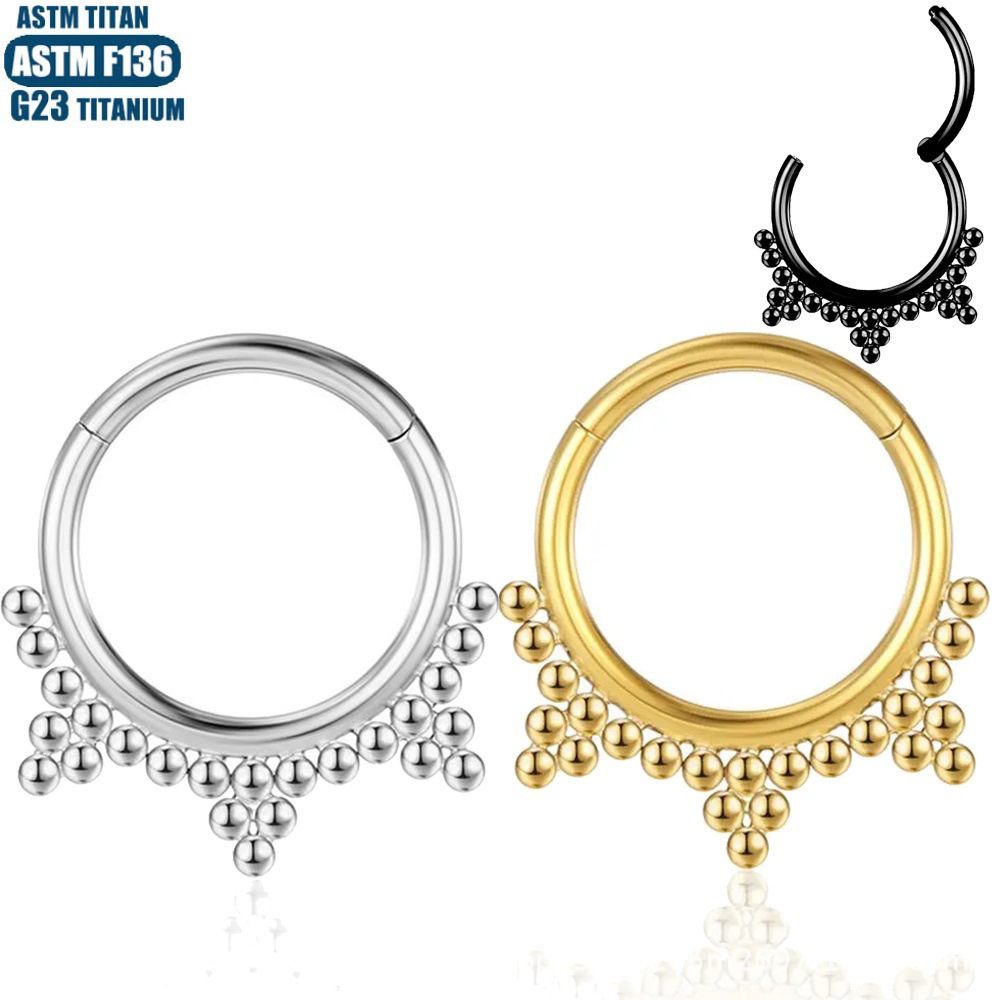 F136 Titanium Alloy Seamless Ring Septum Clicker CZ Zircon Earring for Cartilage Nose Piercing - Image 3