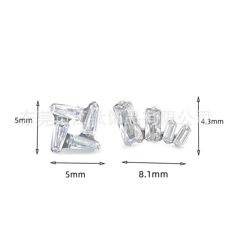 G23 Titanium Ear Stud Earring Square Hollow Inlaid Zircon Gold Body Piercing Jewelry - Image 3